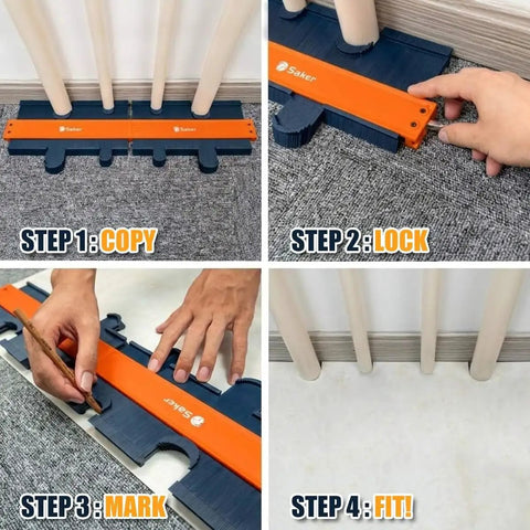 Profile Gauge Adjustable Lock For Irregular Shapes Duplicator, blue-orange ABS contour gauge copying pipe cutouts on carpet