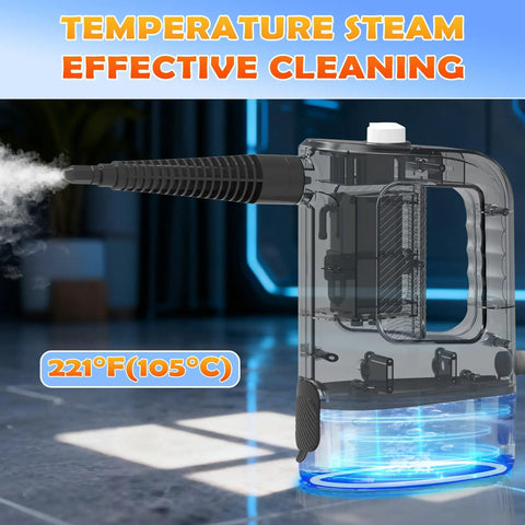 Powerful Handheld Steamer Uses 1200W Hot Steam To Cut Grease Fast, Heats Up In Seconds with visible steam output