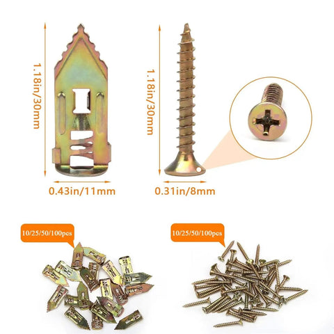 Steel Self Drilling Drywall Anchor Kit With 30 Or 50 Pieces For Easy Wall Mounts, Zinc Plated Anti Corrosion Screws For Strong Indoor Use And Quick No Mess Installation, 30mm anchor and screw