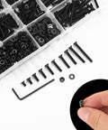 810 Piece M3 Metric Screw Assortment Kit With Flat Head Countersunk Hex Socket Cap Screws Washers Bolts And Nuts Set With Wrench In Black Finish for Go-To DIY Projects And Electronics And General Hardware Needs