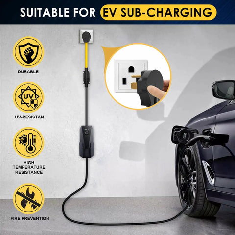 Nema 6-50 To 6-20 Plug Adapter Featuring 10 Awg Stw Wire For Ev Charger And Welder Power Hookup Heavy Duty Shop Ready plugged into a wall.