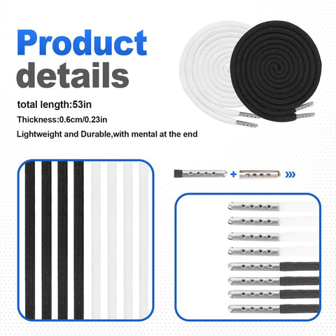8 Piece Drawstring Replacement Cords Set With Three Drawstring Threader Tools Black And White for sweatpants and hoodies