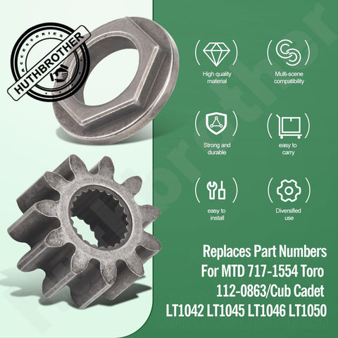Pinion Gear And Steering Bushing Kit For MTD Cub Cadet 717-1554 917-1554 Toro 112-0863 with part numbers and features listed