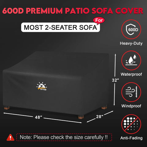 48 Inch Patio Loveseat Cover 600D Waterproof Heavy Duty Outdoor Sofa Cover For 2 Seater Couches Bench And Glider Fits Up To 48 Inches