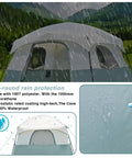 Spacious Family Tent For 4 To 6 People With Easy Setup, Waterproof Double Layer Design With Rainfly under rain, showing waterproof test.