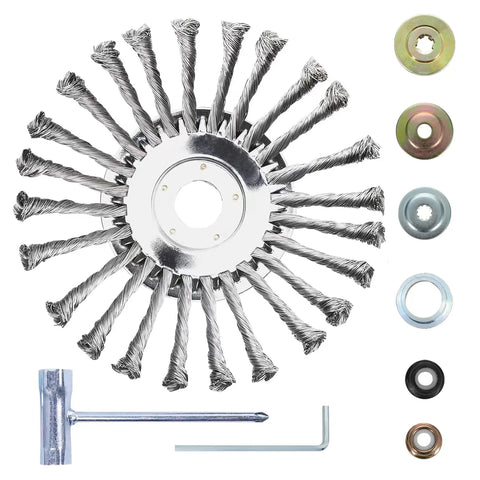8 Inch Steel Wire Weed Eater Head With Universal Adapter Kit For Trimmer And Brush Cutter, replacement parts shown