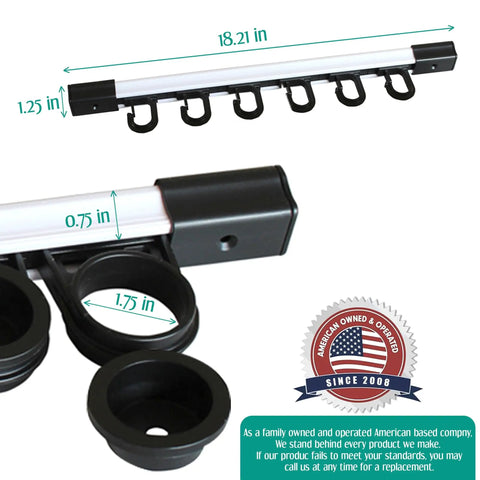 Holds Up To Six Fishing Rods And Reels In A Sturdy Wall Mount Rod Holder For Garage Organization, dimensions shown