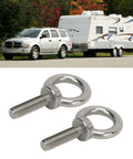 Beefy Stainless Steel Eye Bolts Set For RV And Boat, Heavy Duty Hanger Kit With Washer And Nylon Nut, Easy To Use Lifting Or Hanging Hardware, M10 Size, Ideal For Construction, Vehicles, And Marine Gear. Stainless 304 eye bolts for RV trailer towing