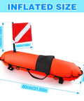 High Visibility Spearfishing Buoy Torpedo Float with Dive Safety Flag and 82 Foot Rope Inflatable Surface Signaling Float