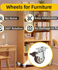1 Inch Heavy Duty Caster Wheels Set Of 4 With Brakes 100 Lb Capacity Swivel Furniture Casters under wooden bookshelf in room