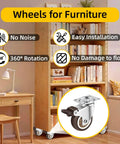 Smooth 1.5 Inch TPR Rubber Caster Wheels Set Of Four With Swivel Brakes Heavy Duty Three Hundred Pound Capacity For Furniture Carts And Shop Gear That Glides Quietly On Wood Or Tile Flooring Zero Squeak Nonsense Ever on a bookshelf.