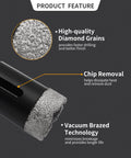 BTBLBITS dry diamond core drill bit for tile, 1-1/2 in (38 mm), vacuum-brazed diamond grains