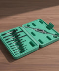 Mycene High-Speed Steel Screw Extractor Set For Stripped Broken Damaged Bolts And Rusty Nuts Includes Heavy Duty Case For Mechanics And DIY Garage Pros To Easily Remove Tough Fasteners With Ease. 11-piece HSS kit in green case