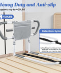 Adjustable Bed Rails For Elderly Safety Up To 400 Lb With Pocket Portable Assist Handle shown with retention system
