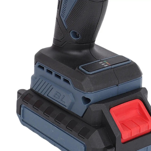 Heavy Duty Brushless Cordless Drill Beast Mode 45Nm Torque With 2000Mah Battery showing the battery pack and grip design.