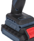 Close-up of the Badass Brushless Cordless Drill Kit 1500 Rpm showing battery, sturdy handle, and ergonomic design for one-hand use.