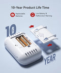 Back view of Carbon Monoxide Alarm Detector With 10 Year Life, Replaceable AA Battery, highlighting battery compartment open