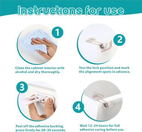 Step-by-step installation guide for Hidden Adhesive Cabinet Locks For Baby Proofing No Drill Safety Latches For Cabinets And Drawers