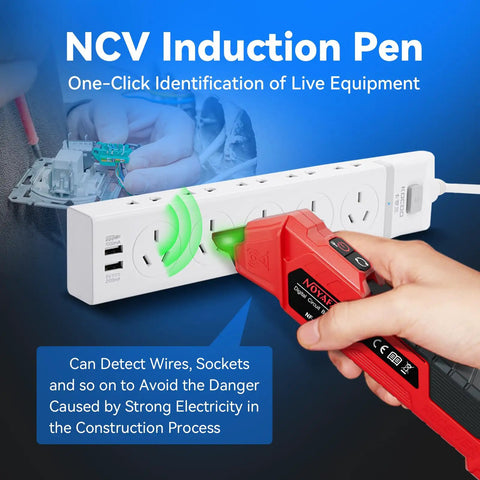 Circuit Breaker Finder Kit With GFCI Outlet Tester And 3 Accessories for 90-120V AC systems in use with NCV testing on power strip