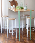 Heavy Duty Metal Table Legs, Adjustable Desk Base, Built Tough F Shape Iron Stand With Grippy Rubber Feet, Nailed It Diy Setup for bar-height table.
