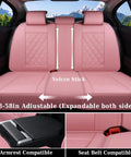Pink Leather Car Seat Covers Full Set For Most Cars, Universal Waterproof Front And Back Seat Protector, adjustable rear view