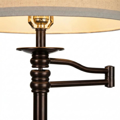 Caden LED Floor Lamp With Swing Arm Tall Bronze Standing Light For Living Room Office Or Bedroom Reading Classic Industrial Design That Slaps As A Modern Yet Cozy Accent Lamp For Any Decor, showing swing arm and bronze finish detail