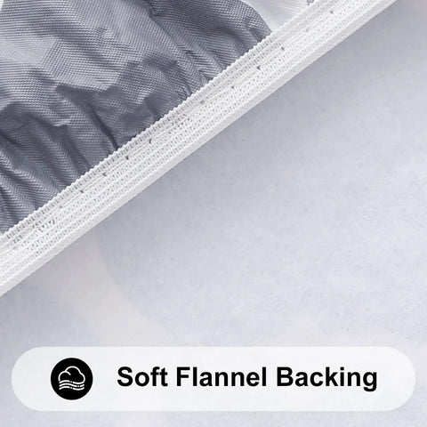 Close-up of soft flannel backing on Round Picnic Tablecloth With Elastic Edge Fit For 45 To 56 Inch Tables Windproof Waterproof Vinyl Cover