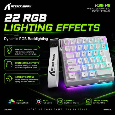 Dope One Handed Gaming Keyboard With Hall Effect Magnetic Switches, 36 Key Rapid Trigger Design, Snappy 8000Hz Polling Rate, Custom Rgb Effects, Wired Esports Controller Built For Slick Fps Shootouts And Rig Upgrades with dynamic RGB backlighting.