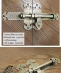 Heavy Duty Sliding Bolt Door Latch Auto Return Action Adjusts 25 To 60 Cm Bronze Finish for barn gates and patio doors, showcasing detailed brass craftsmanship.