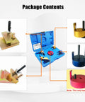 Auxiliary Stretch Belt Remover And Installer Tool package contents, includes blue carry case and assorted tools for quick belt swaps