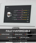 Control panel of No Hassle Super Automatic Espresso Maker With Built In Grinder And Creamy Milk Frother, displaying customizable options.