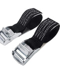 Heavy Duty 1 Inch Tie Down Straps, 2 Pack Adjustable Ratchet Straps With Cam Buckle, black straps with metal buckles on white background