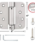 Durable Satin Nickel Self Closing Door Hinges Four Inch By Four Inch Eight Hole Mortise Mount Steel Four Pack For Interior Doors