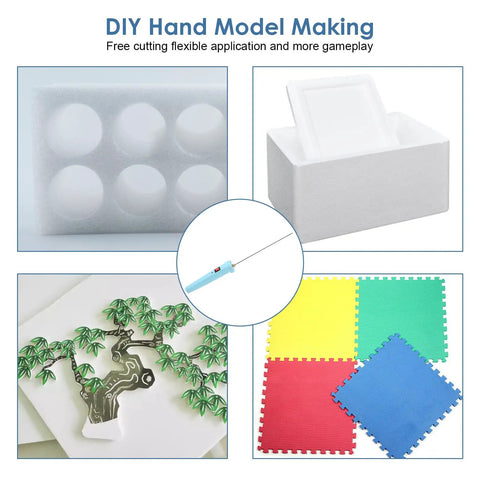 Electric Foam Cutter Pen With Quick Heat Up 24W Hot Wire Cutter For Polystyrene 10CM Engraving Pen shown with foam projects