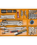 Universal Tool And Parts Tray Portable Box Organizer With 10 Compartments, 11x16 Inch Fit For Tool Box Drawers, with hand tools visible
