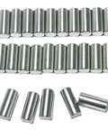 Top Grade 25 Pack Of 6Mm X 12Mm 304 Stainless Steel Dowel Pins and Precision Metal Shelf Pegs arranged on white background.