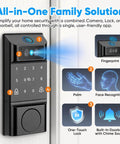 No Keys Needed With Eight In One Smart Door Lock Featuring Palm Vein, Facial Recognition, Fingerprint, Touch Keypad for Home Security