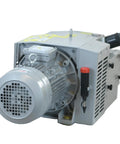Top Tier 2.2 Kilowatt Three Phase Dry Rotary Vane Vacuum Pump With A Sweet Pure Copper Motor and Zero Hassle Oil Free Build side view.