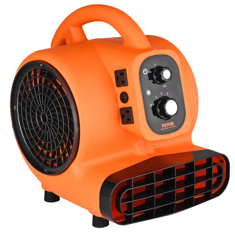 Beast Mode Air Mover Carpet Dryer 0.25 HP 1000 CFM Portable Floor Blower with controls for angles and time function in orange