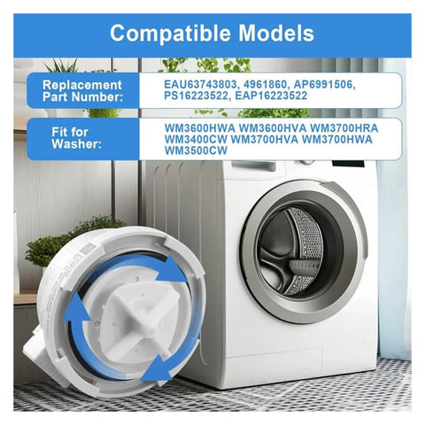 Washer Drain Pump Motor For Front Load Washers Replacement, Electric Waste Water Outflow Pump With High Flow Impeller, LG-compatible