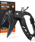 Six In One Multitool Carabiner With Pocket Knife And Bottle Opener For Everyday Carry Camping And Hiking Survival Gear displayed with box