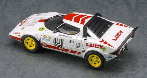 Rear view of car from 652328 Multi Color 1 24 Scale Plastic Model Kit With Resin Figure For Hobbyists, Unpainted Assembly And Painting Required