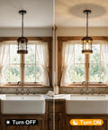 Black Farmhouse Pendant Lights for Kitchen Island, 1-Light Metal Cage Rustic Wood Pendant Light Fixtures over sink.