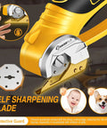 Slick Cordless Electric Scissors With Integrated Safety Shield And Quick Rechargeable 4V Battery close-up of self-sharpening blade.