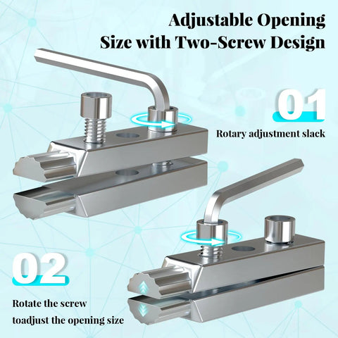 Two Pack Broken Pipe Extractor Tool Set For Damaged Screws And Faucets with adjustable opening size shown in two positions