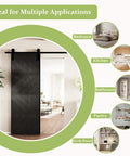36 By 84 Inch Sliding Barn Door MDF With Waterproof Surface DIY Assembly Ready Pre Drilled Slab With Installation Hardware Kit Black Finish Durable Home Interior Room Door