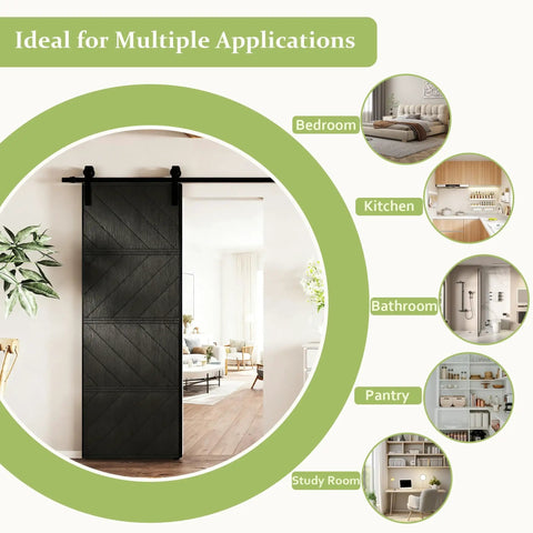 Sliding Barn Door Kit With Waterproof MDF Panel, 84 Inch Tall By 30 Inch Wide, DIY Ready With Pre Drilled Slab And Hardware