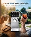 No Stress Touchscreen Espresso Machine With Automatic Milk Frother And 20 Bar Pressure for hot Americano and iced coffee.