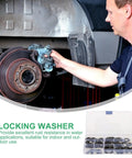 Mechanic using Internal Tooth Lock Washers And Push On Fastening Clips Kit for Industrial Fastening And Mechanical Projects