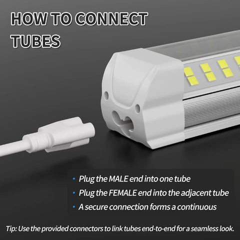 Ultra Bright 8 Ft LED Shop Light 120W Daylight 6000K To 6500K Boss Level Efficiency SMD 2835 Linkable Non Dimmable Fixture connector